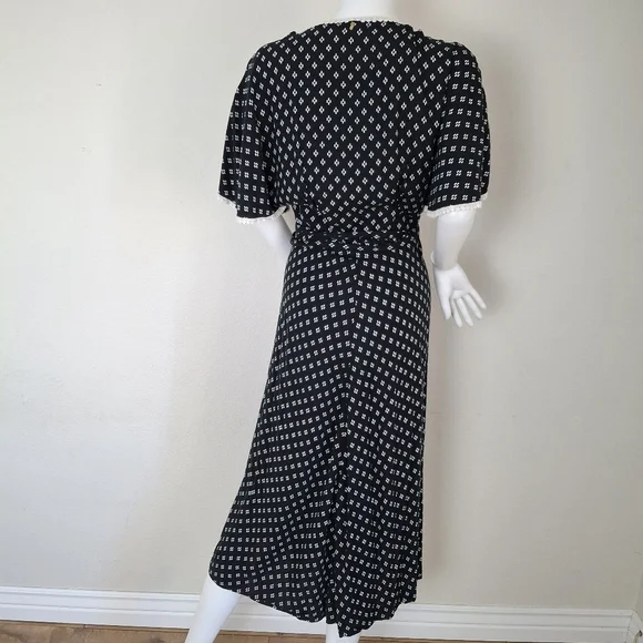 OPEN TO OFFERS Anthropologie Black Midi Wrap Dress Size M/L - Picture 10 of 13